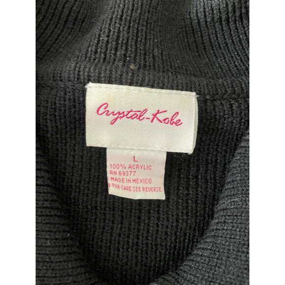 VTG> Crystal -Kobe Zipper front Cardigan Sweater floral Embroidery SZ L - Picture 6 of 8